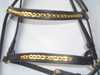 Trense m/k�de - sort l�der m/messing sp�nder & pynt p� pande & n�seb�nd. V�lg lgd p� n�seb�nd. 
